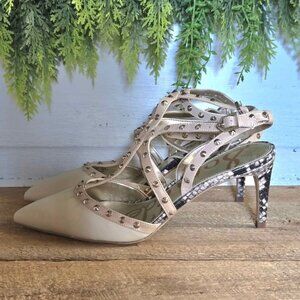 Size 9 Sam Edelman Snake Print Beige and Cream Heels